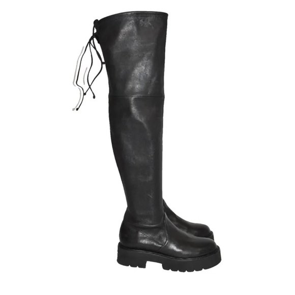 $1100 Stuart Weitzman Lowland Ultralift Over The Knee Boot BLACK 7 B  (PB24) - Picture 2 of 9